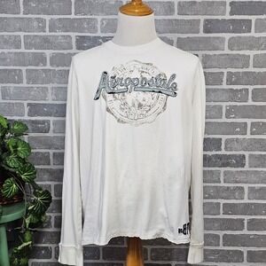 Aeropostale‎ Soft White Graphic Logo Long Sleeve Shirt Men's XXL Cotton